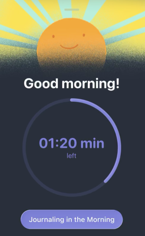 one sec morning intervention with a countdown and journaling prompt